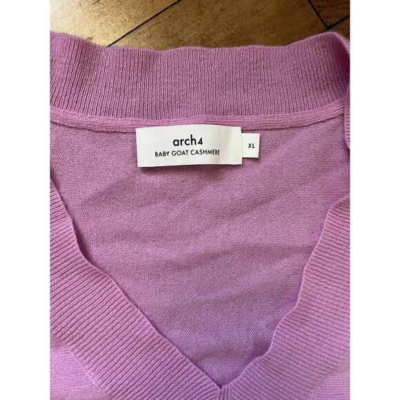 Arch4 Pink Bailey V-Neck Sweater Cashmere Sweater Luxury XL - Picture 3 of 5